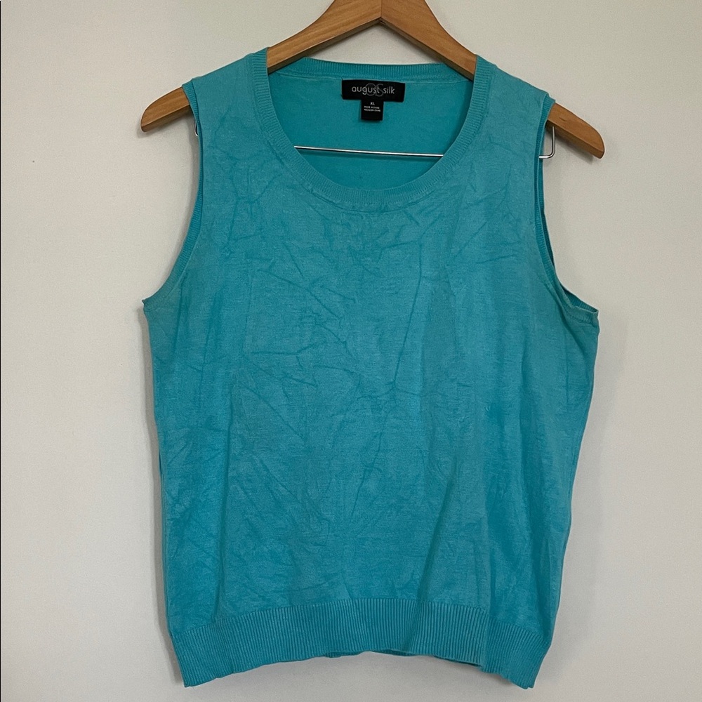 August Silk Teal Sleeveless Top Sz XL EUC